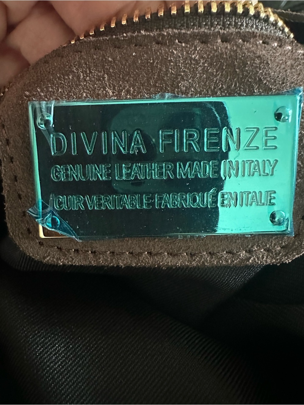Divina Firenze Genuine Italian suede leather chocolate brown hobo with fringe - Picture 6 of 8